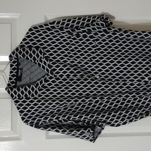 Murano short sleeve button down shirt black and white XXL